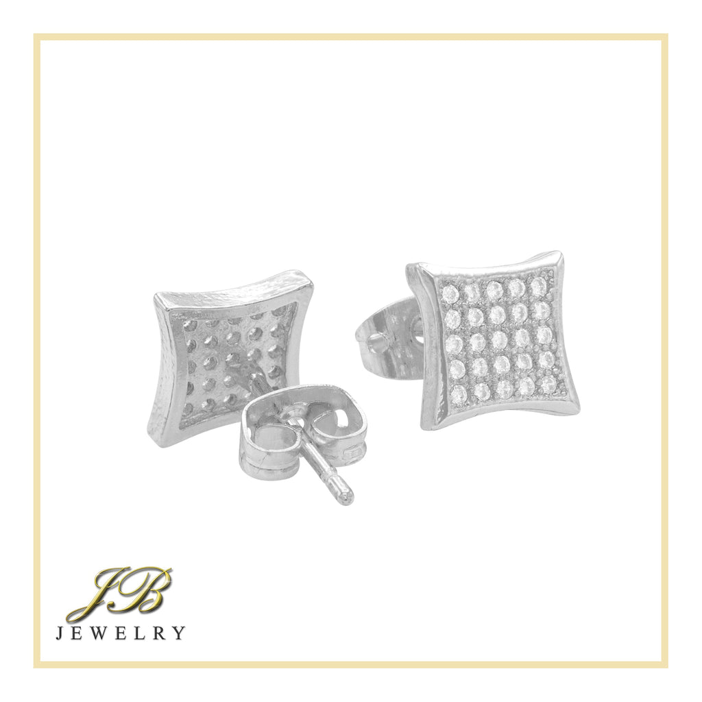 Square 15 Cubic Zirconia Earrings 14K Gold Filled Silver Hip Hop Studs Jewelry Women Men