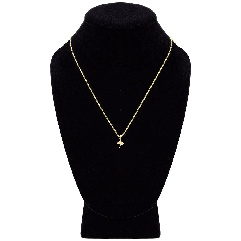 Hanging Butterfly Cubic Zirconia Pendant With Necklace Set 14K Gold Filled