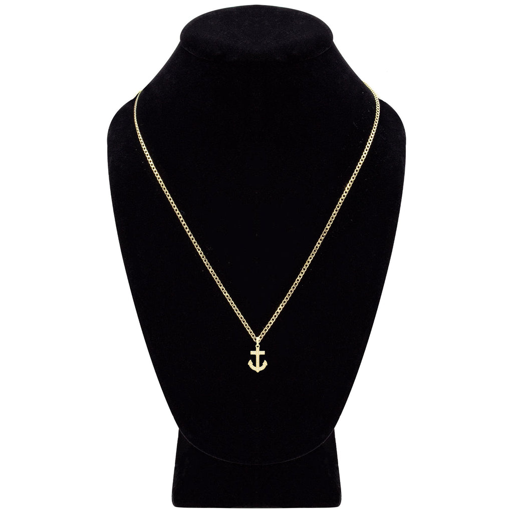 Cubic Zirconia Devil Anchor Cross Pendant 14K Gold Filled Necklace Set