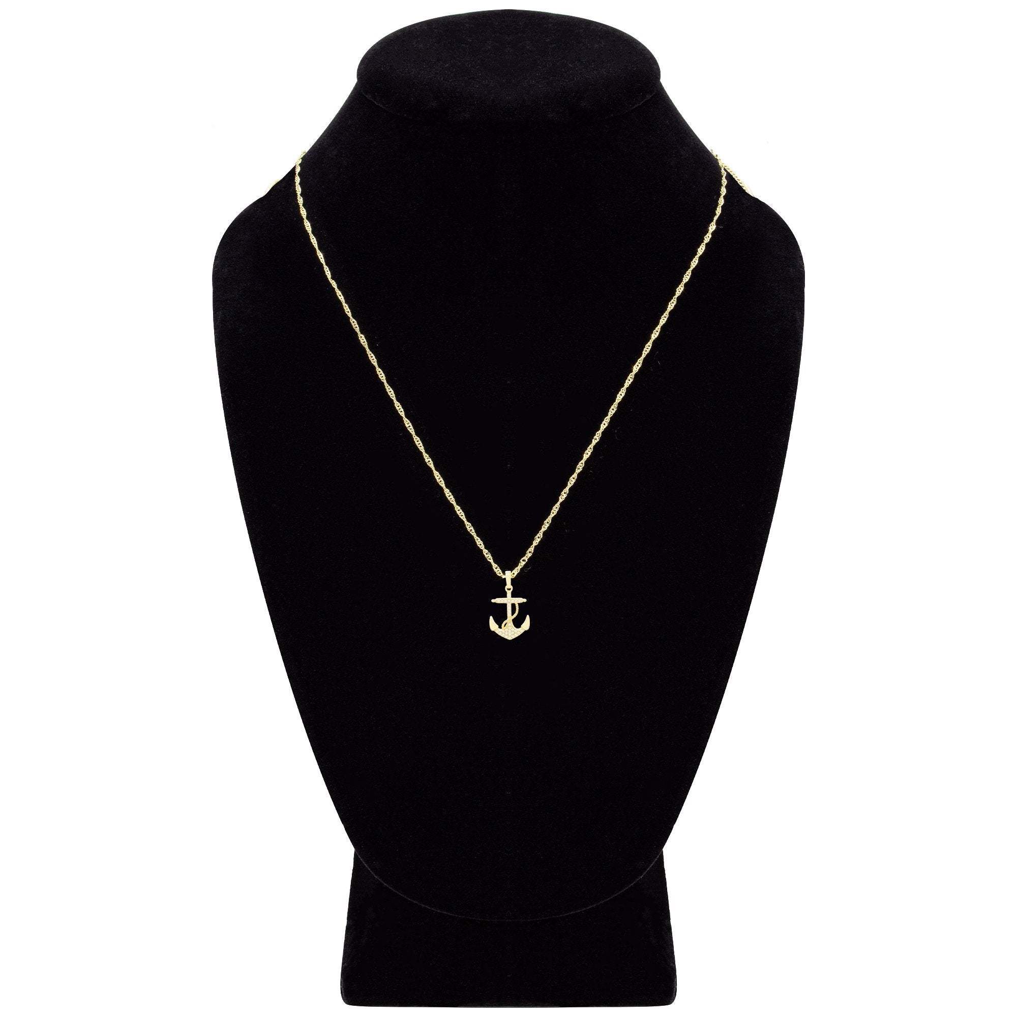 Cubic Zirconia Devil Anchor Pendant 14K Gold Filled Necklace Set