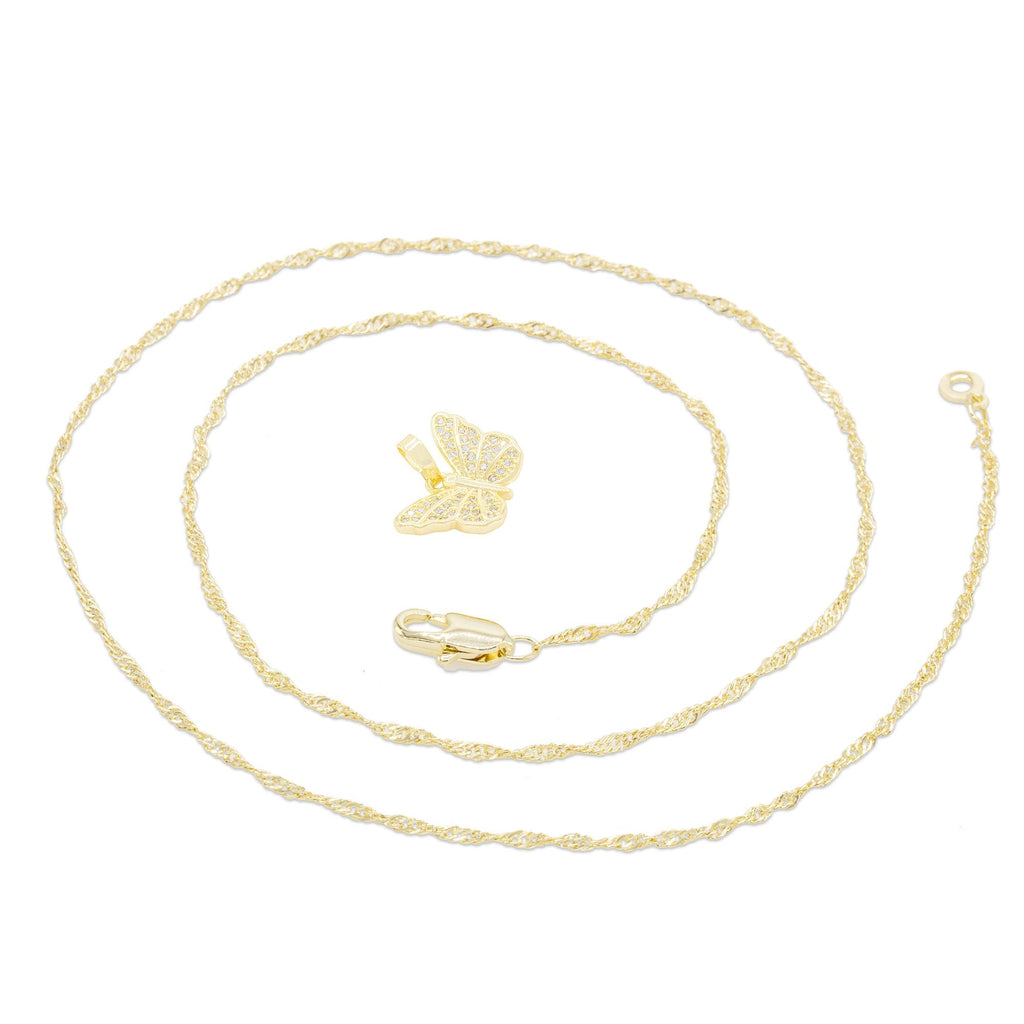 Butterfly Cubic Zirconia Pendant With Necklace Set 14K Gold Filled