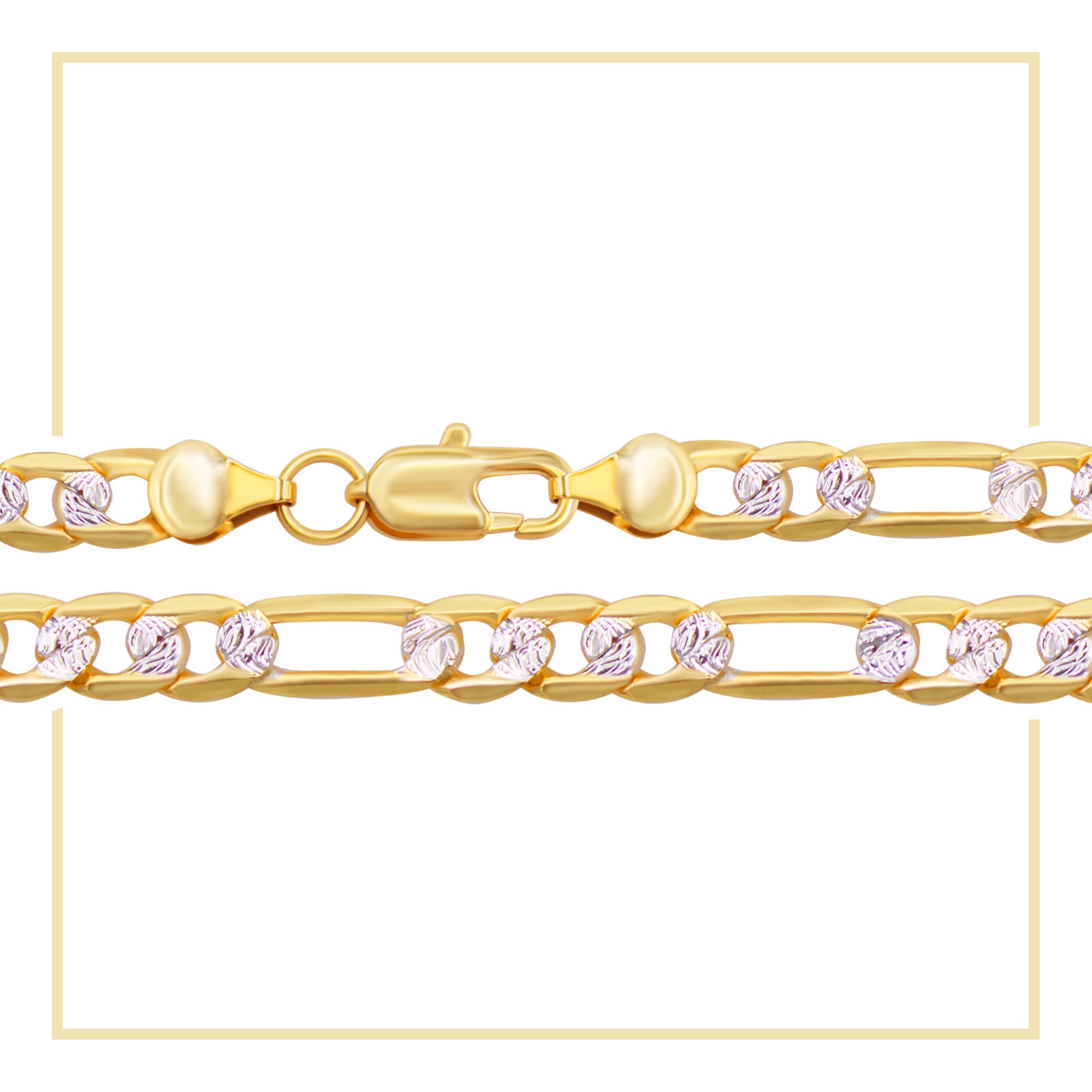 Diamond-Cut 14K Gold Filled Figaro Chain Necklace 24" 6 mm