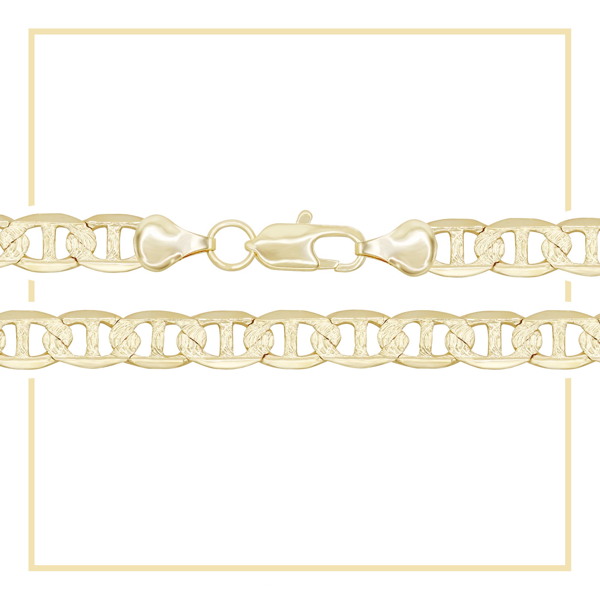 Diamond-Cut 14K Gold Filled Mariner Chain Necklace 24" Bracelet 8.5" Set 7 mm