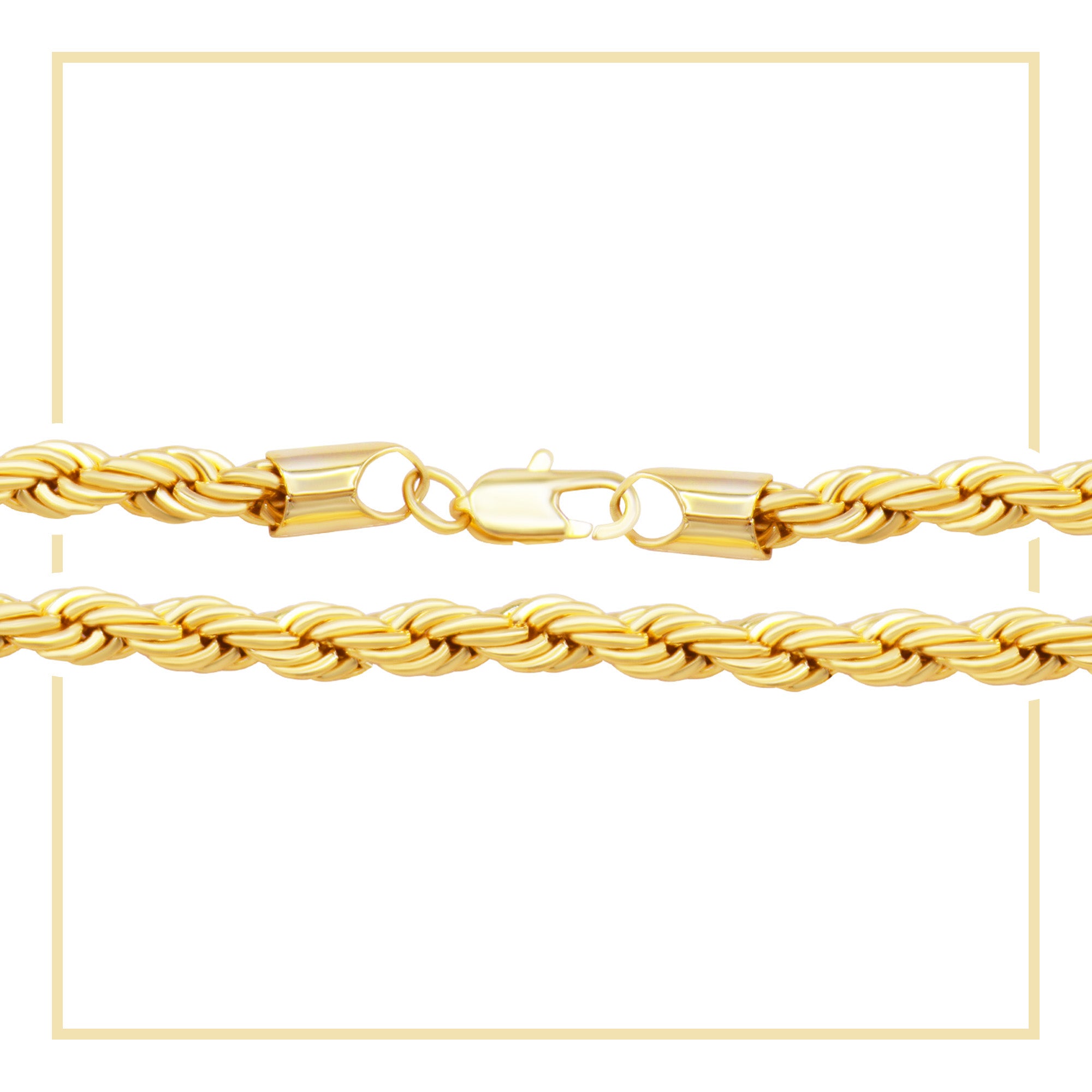14K Gold Filled Rope Chain Necklace 24" Bracelet 8.5" Set for Men 5 - 6 mm