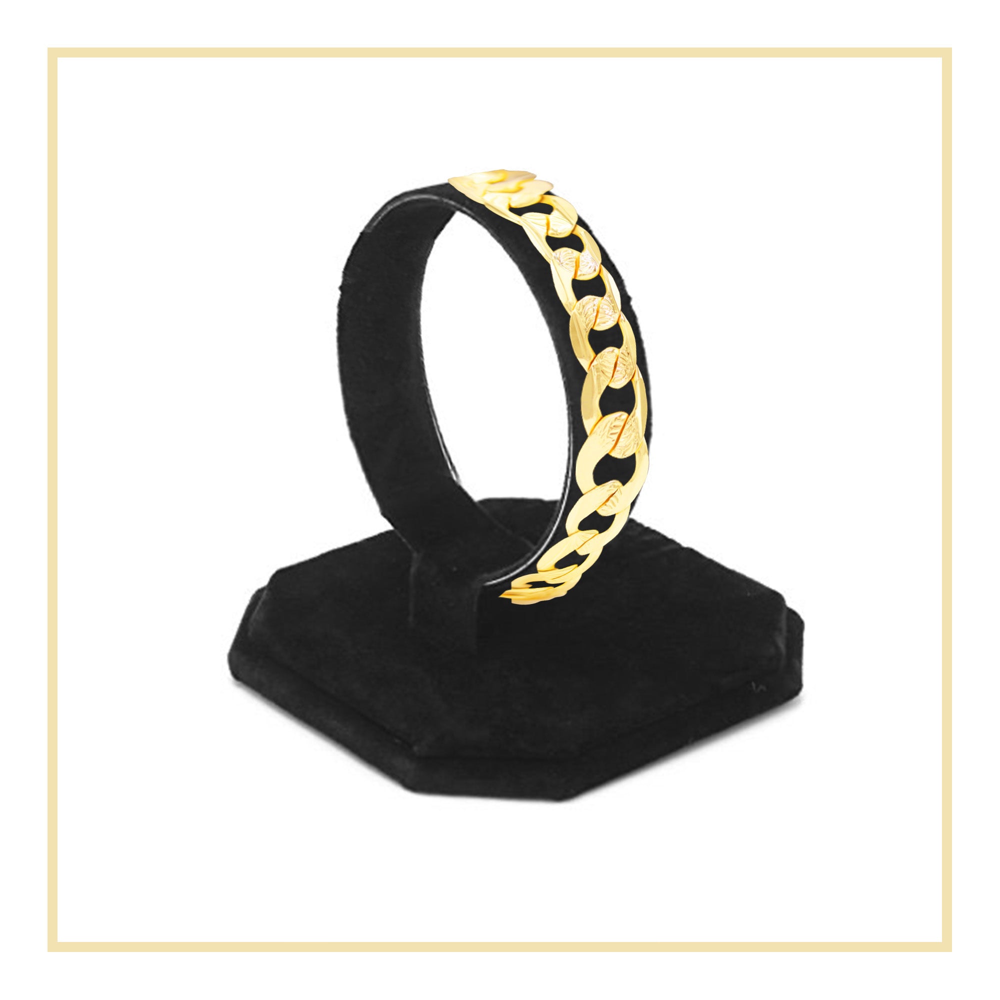 Diamond Cut Cuban Link Chain 14K Gold Filled Bracelet 8.5" Lobster Claw Clasp Men Jewelry 9 mm