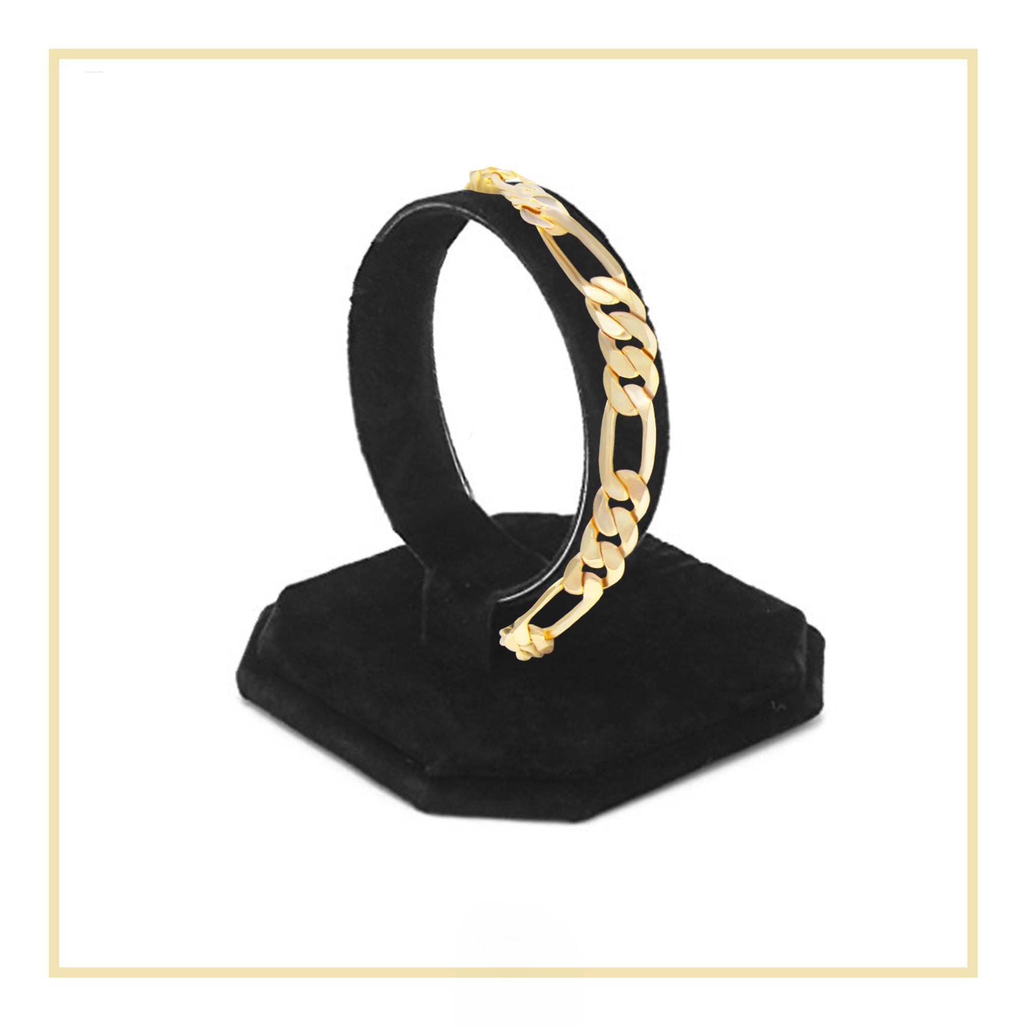 Figaro Chain 14K Gold Filled Bracelet 8.5" Lobster Claw Clasp Jewelry Gift for Men