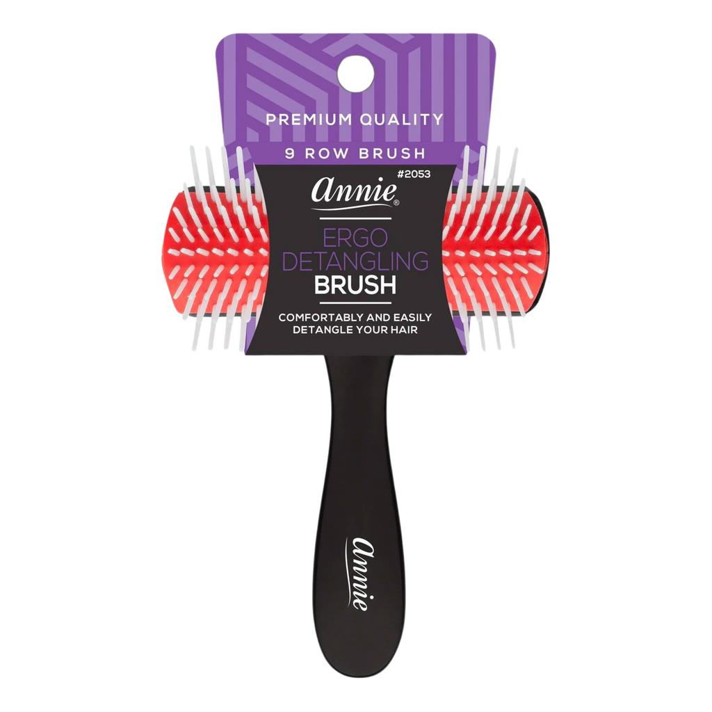 Annie Ergo Detangling Brush 9 Row, 1 Count, Black & Red