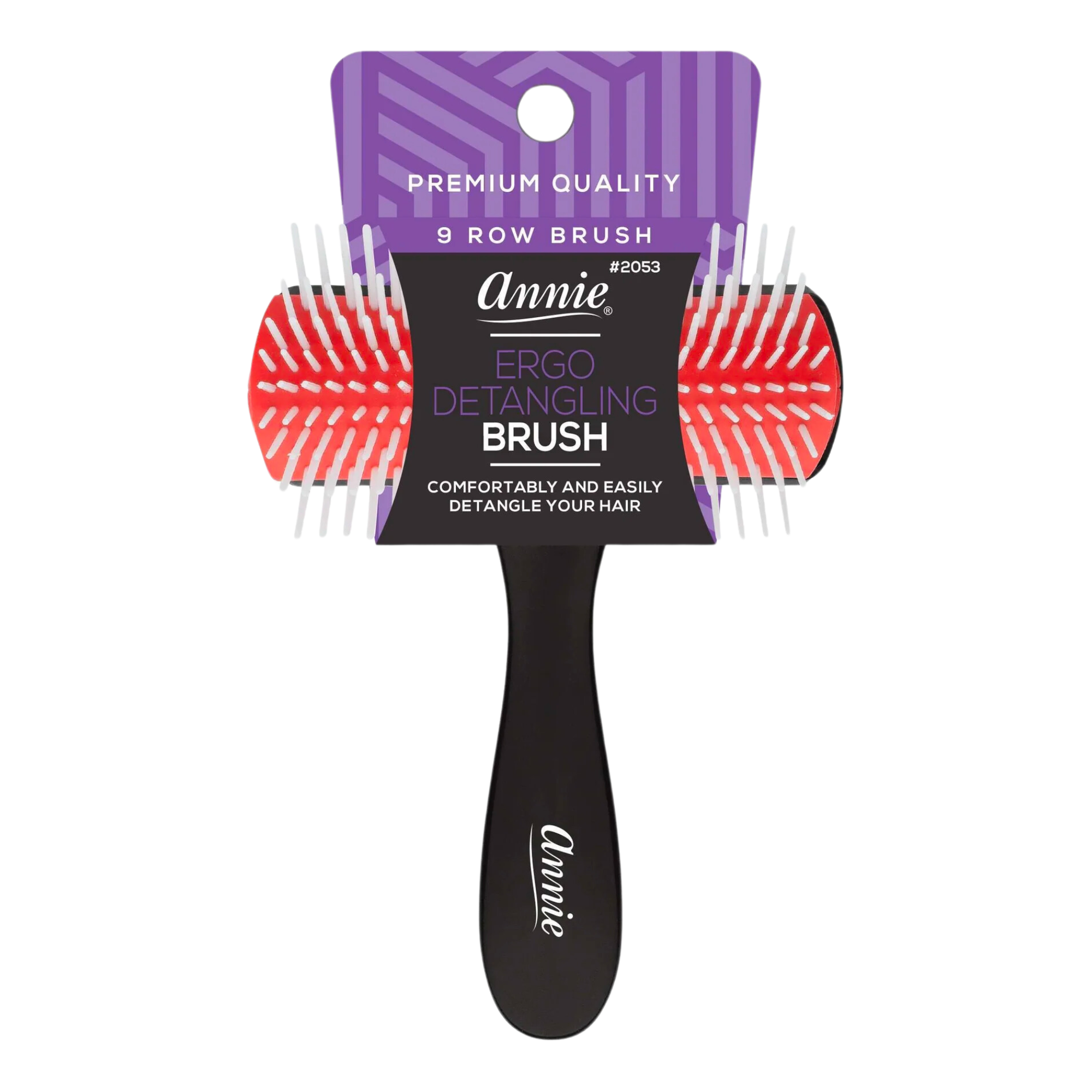 Annie Ergo Detangling Brush 9 Row, 1 Count, Black & Red