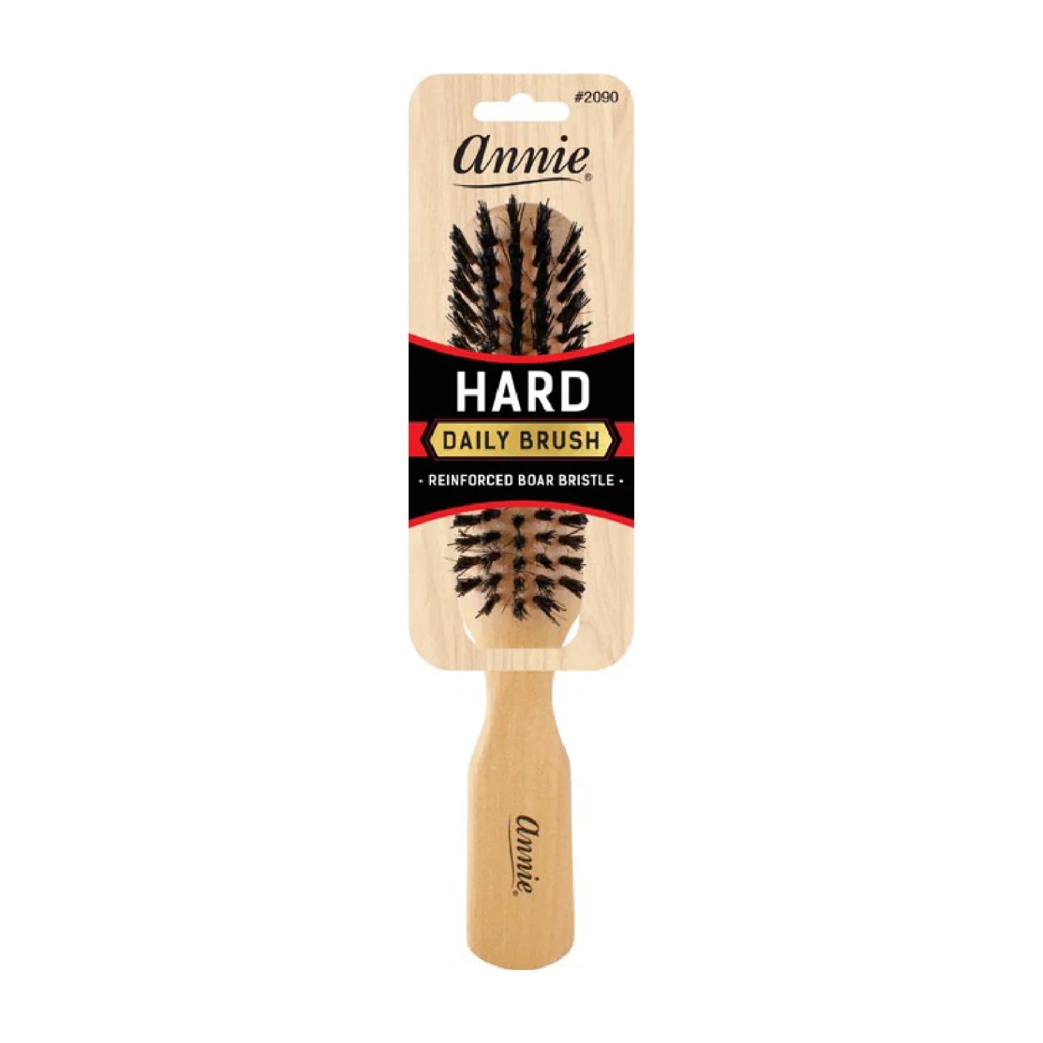 Annie Hard 5 Row Boar & Nylon Bristle Wooden Daily Brush, 1 Count, Light Brown