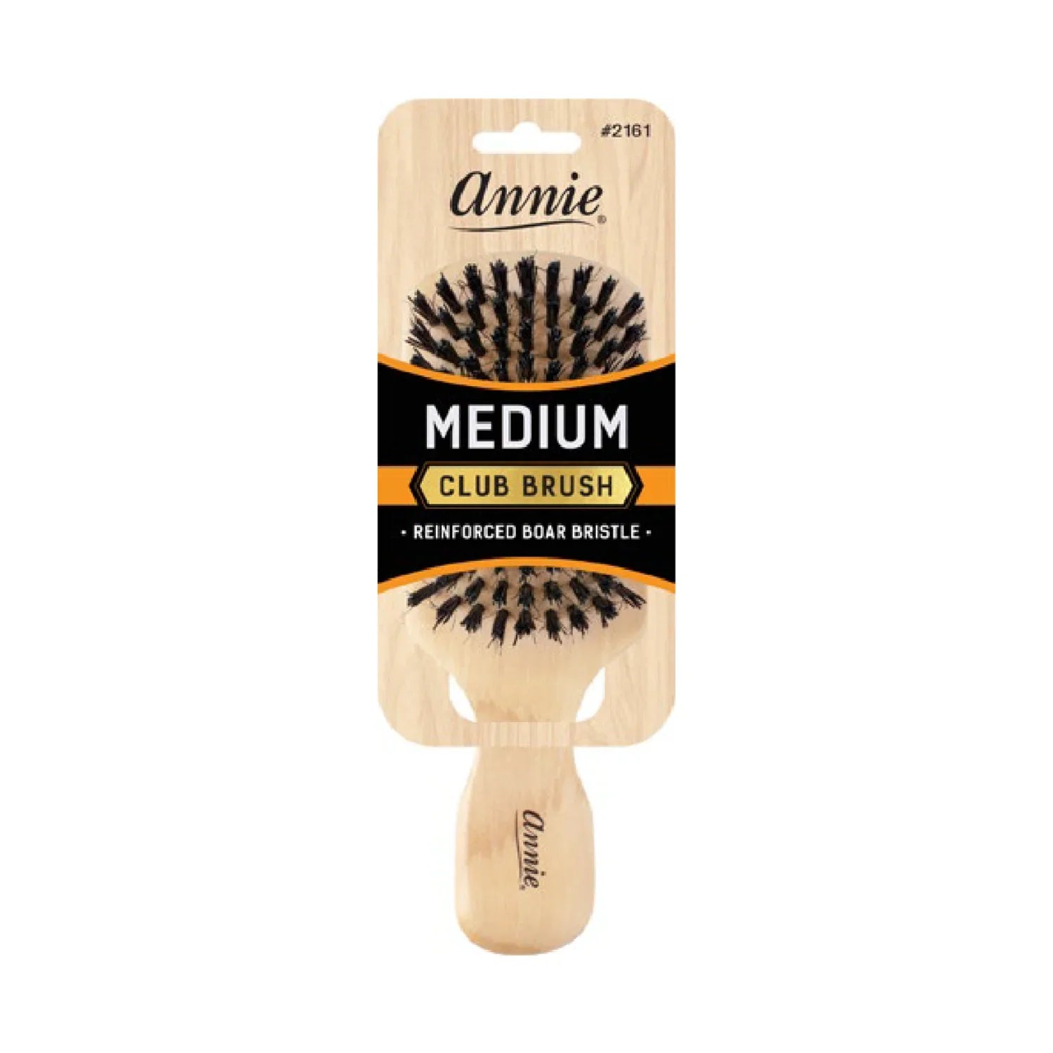 Annie Medium Wooden Club Brush, Boar & Nylon Bristle, Light Brown