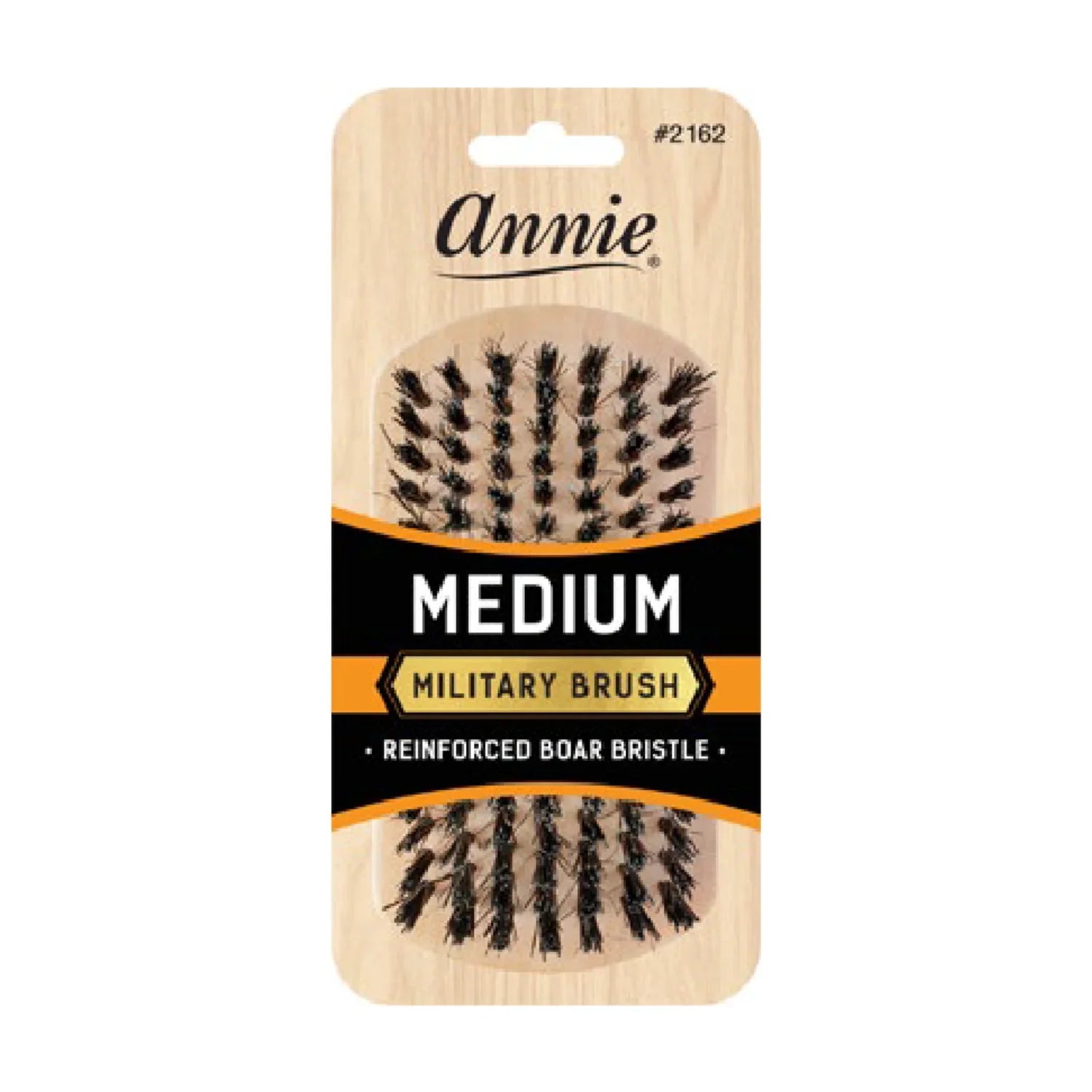 Annie Medium Wooden Military Brush, Boar & Nylon Bristle, Light Brown
