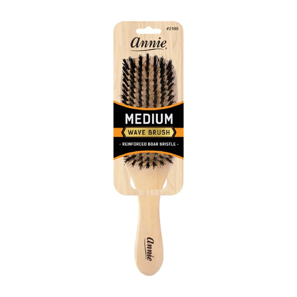Annie Medium Wooden Wave Brush, Boar & Nylon Bristle, Light Brown