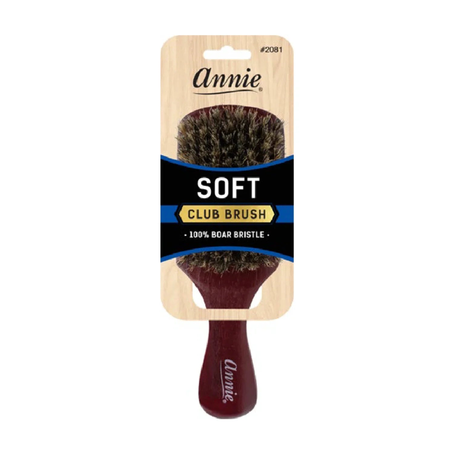 Annie Soft Club Brush 100% Pure Boar Bristles, Dark Brown