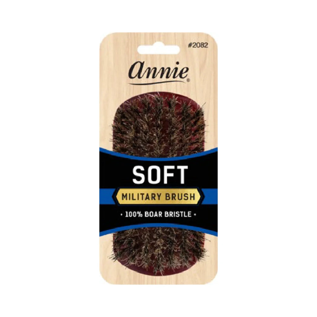 Annie Soft Military Brush 100% Pure Boar Bristles, Dark Brown