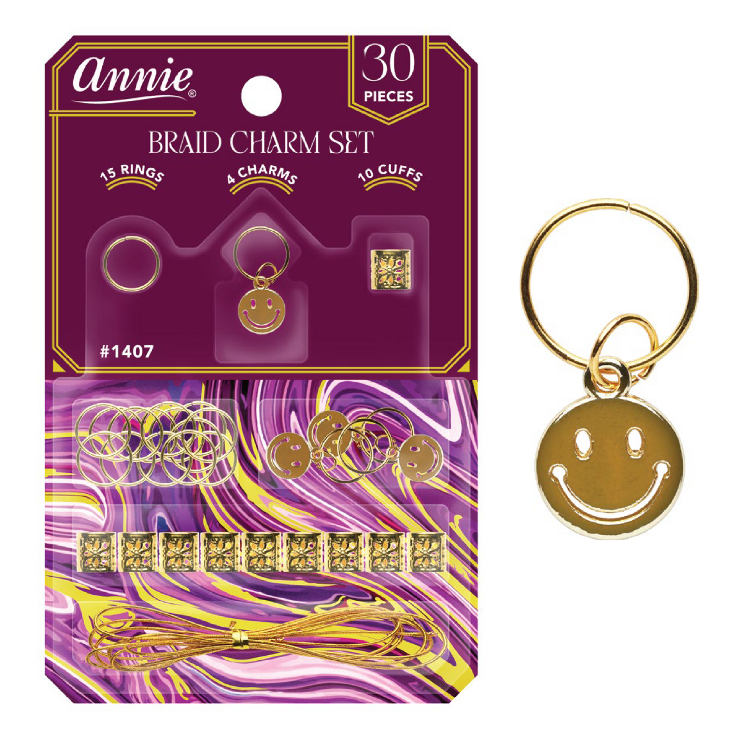 Annie Braid Charm Set, Smiley Face