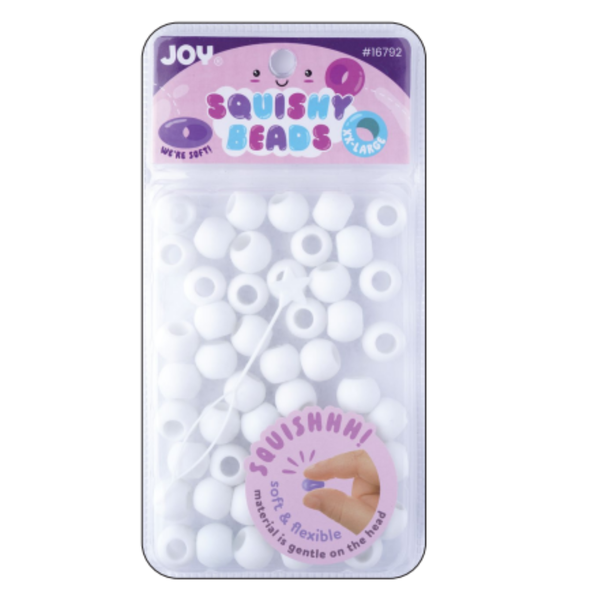 Joy Round Squishy Hair Beads XX-Large, 50 Count, White