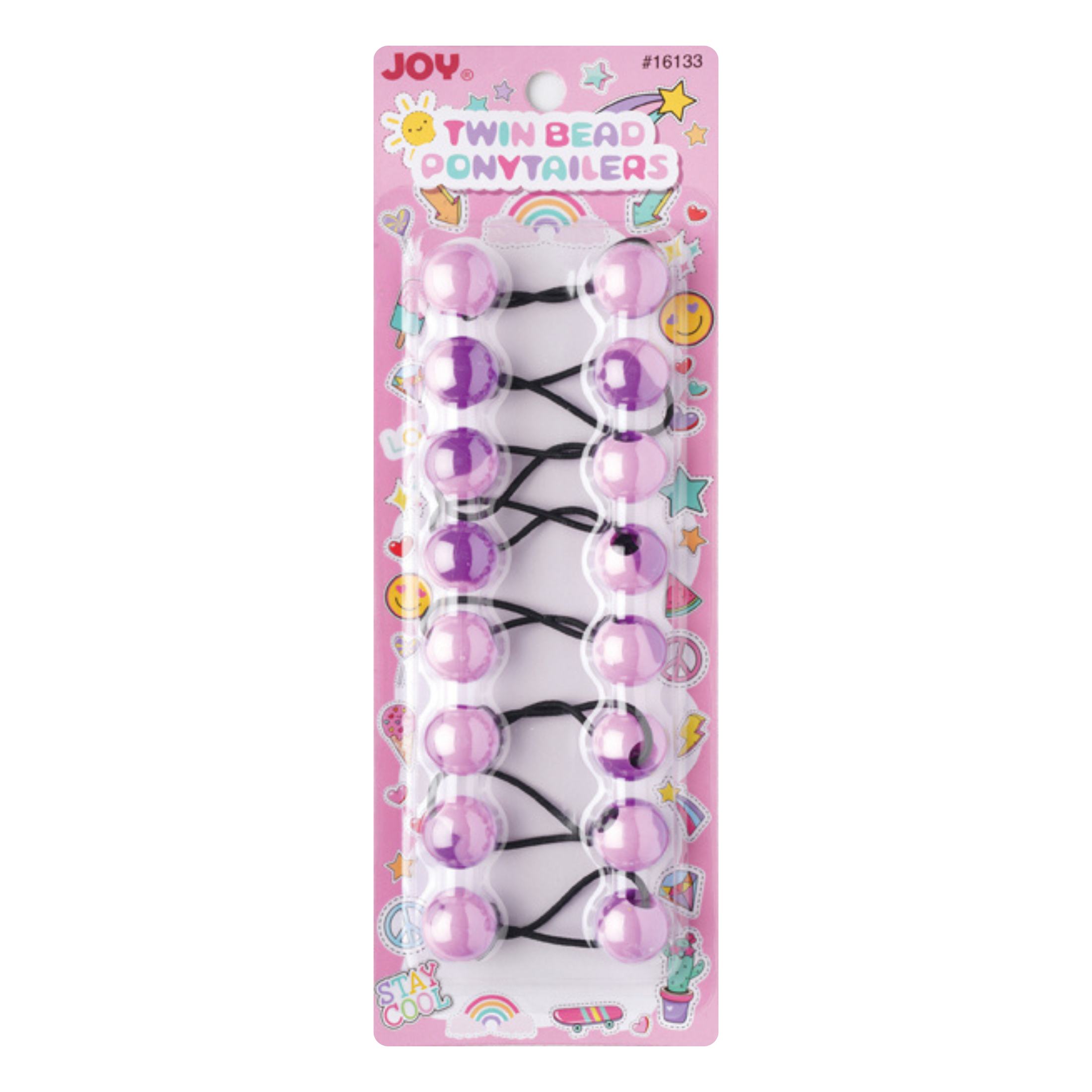 Joy Twin Beads Ponytailers 20mm, 8 Count, Two Tone Purple