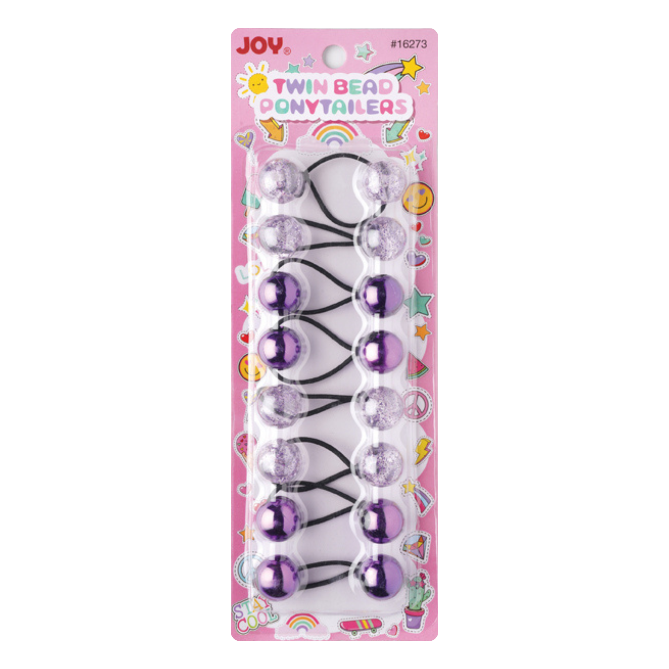 Joy Twin Beads Ponytailers 20mm, 8 Count, Assorted Purple