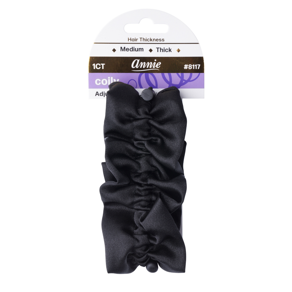 Annie Satin Adjustable Hair Scrunchie Large, 1 Count, Black