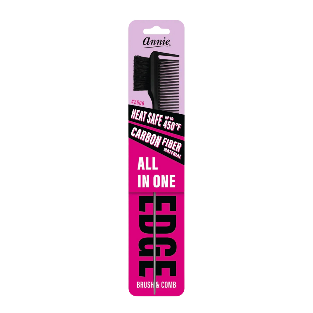 Annie All In One Carbon Edge Brush & Comb, 1 Count, Black