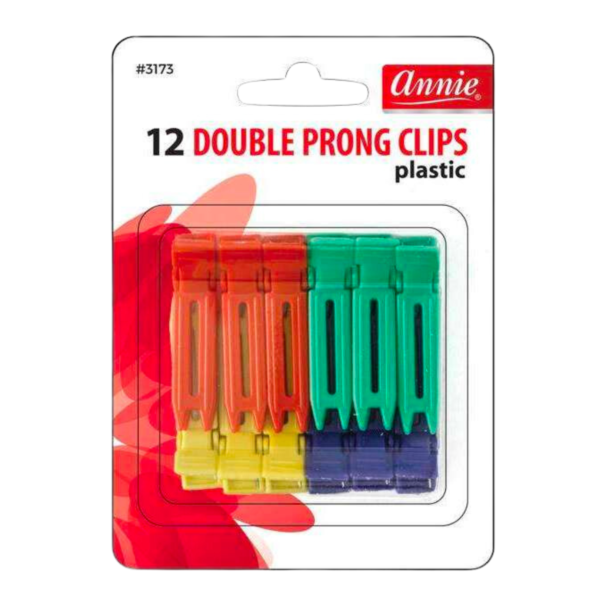 Annie Double Prong Metal Hair Clips, 12 Count, Assorted Colors