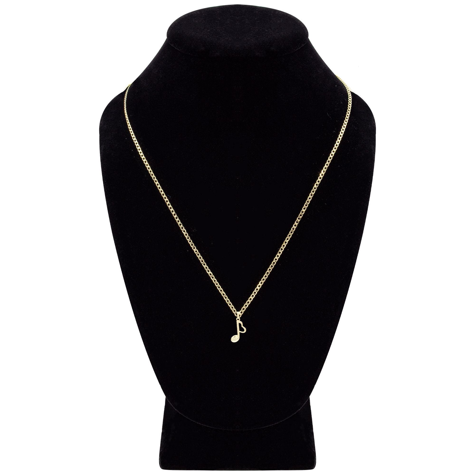 Cubic Zirconia 14K Gold Filled Music Heart Note Pendant Necklace Set