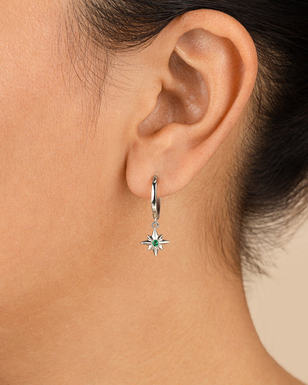 Demi CZ Burst Charm Hoop Earrings