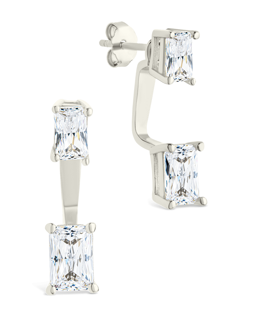 Sterling Silver Emerald Cut Duo Jackets