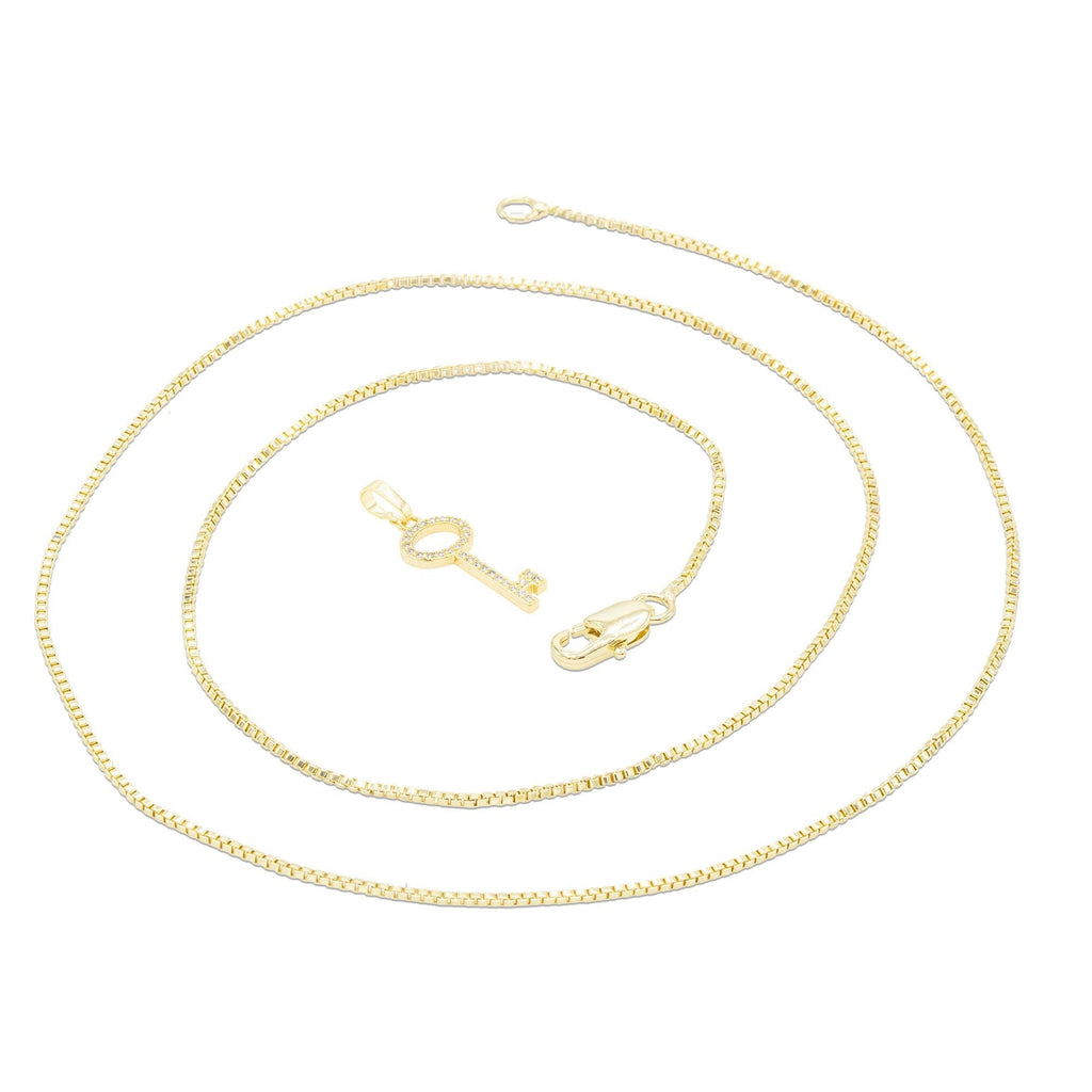 Key Cubic Zirconia Pendant With Necklace Set 14K Gold Filled
