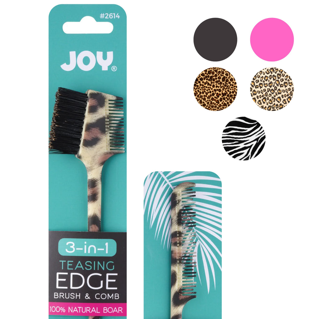 Joy 3-in-1 Teasing Edge Brush & Comb, 1 Count, Assorted Animal Patterns