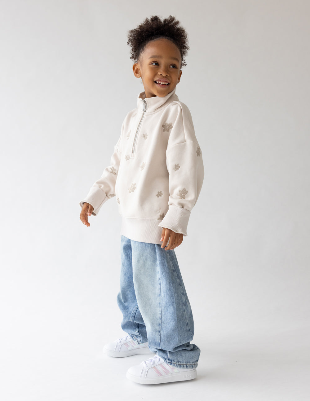 Floral Kids Half-Zip