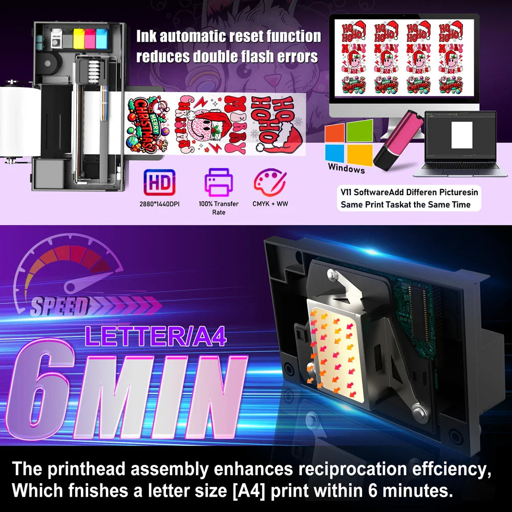 FREE SHIPPING Direct to Film  A4 Printing Machine Digital Inkjet Heat Transfer T Shirt Fabric for Epson L800 Printhead
