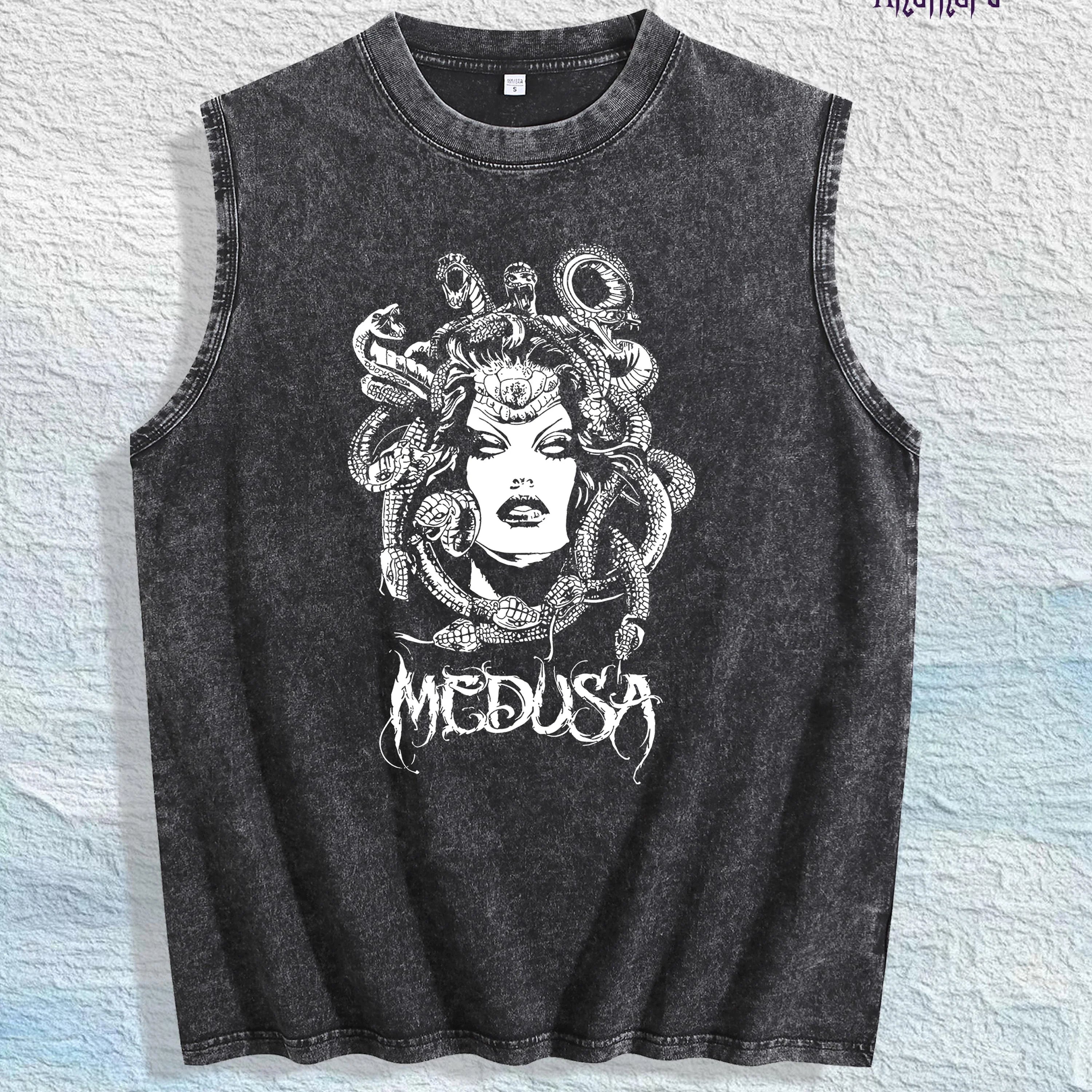 Medusa Graphic Washed Vest US Warehouse 3 Colors Cotton Tank