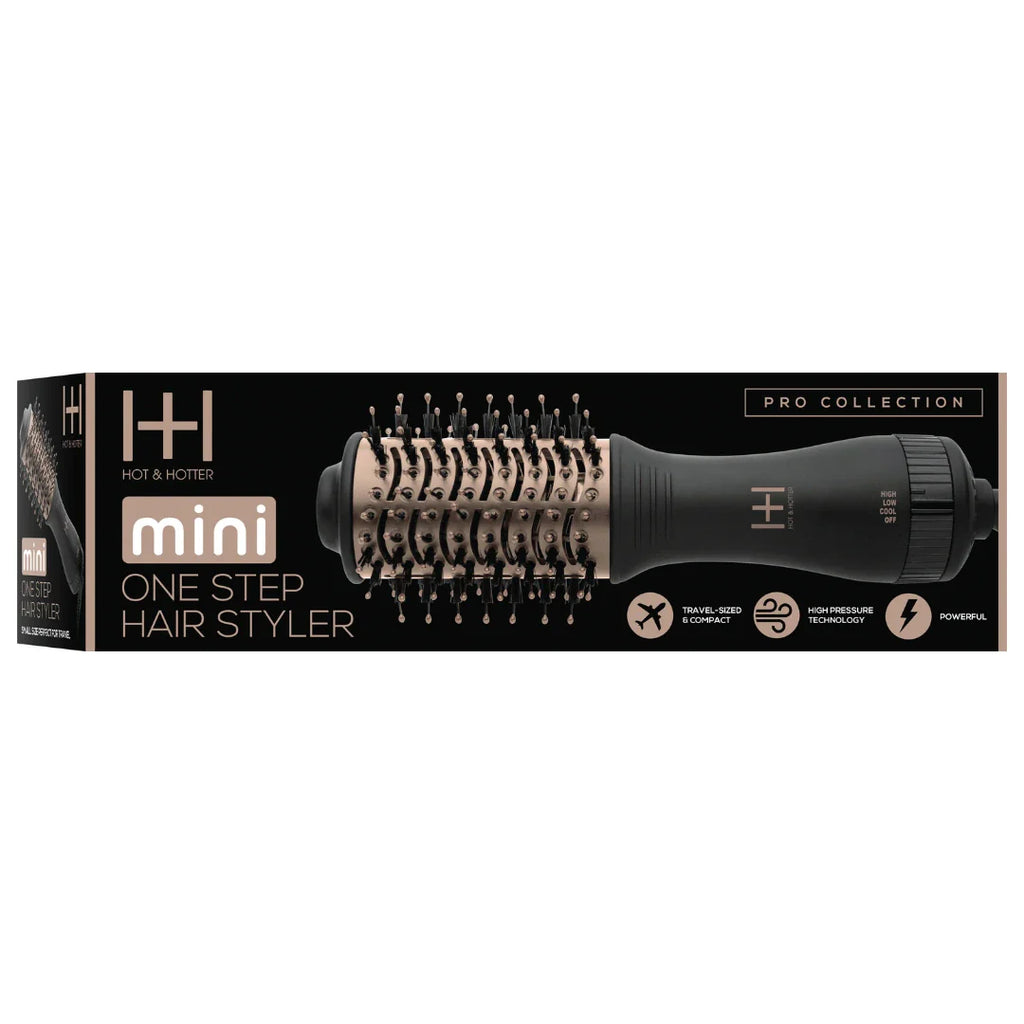Hot & Hotter Mini One Step Hair Styler Dryer, 1 Count, Black & Rose Gold