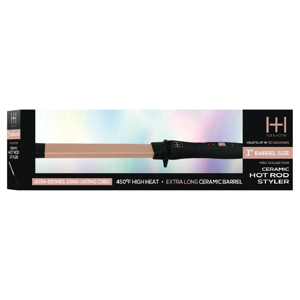 Hot & Hotter Ceramic Hot Rod Hair Styler Wand 1 Inch, 1 Count, Rose Gold