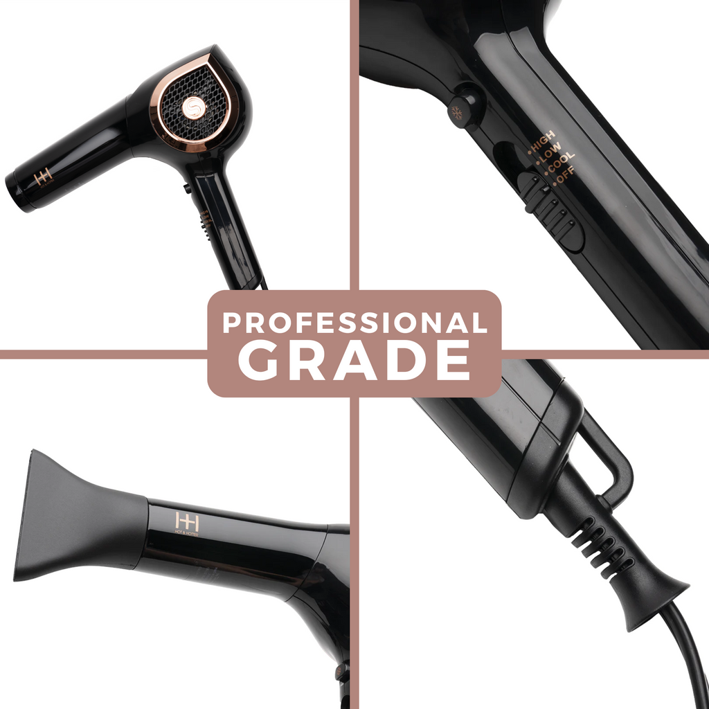 Hot & Hotter Ceramic Ionic Turbo 3000 Hair Dryer, 1 Count, Black & Rose Gold