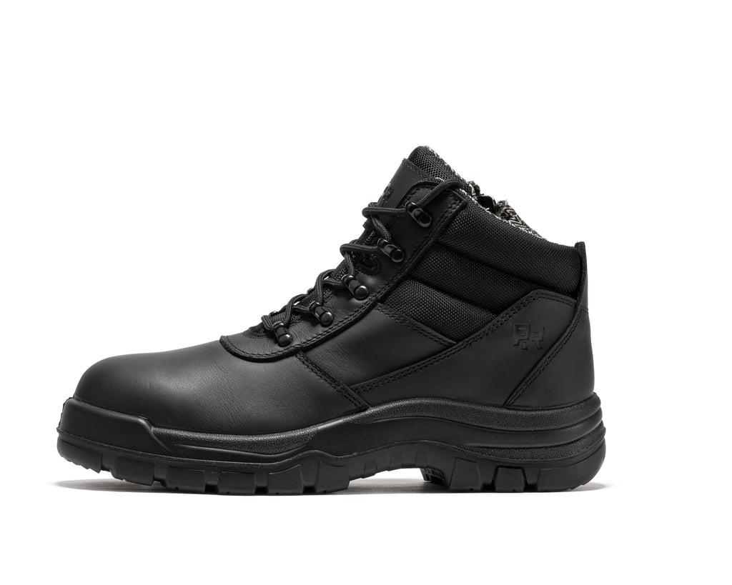 ROCKROOSTER Avalon Black 6 Inch Zip-sided Composite toe Leather Work Boots CP213BK