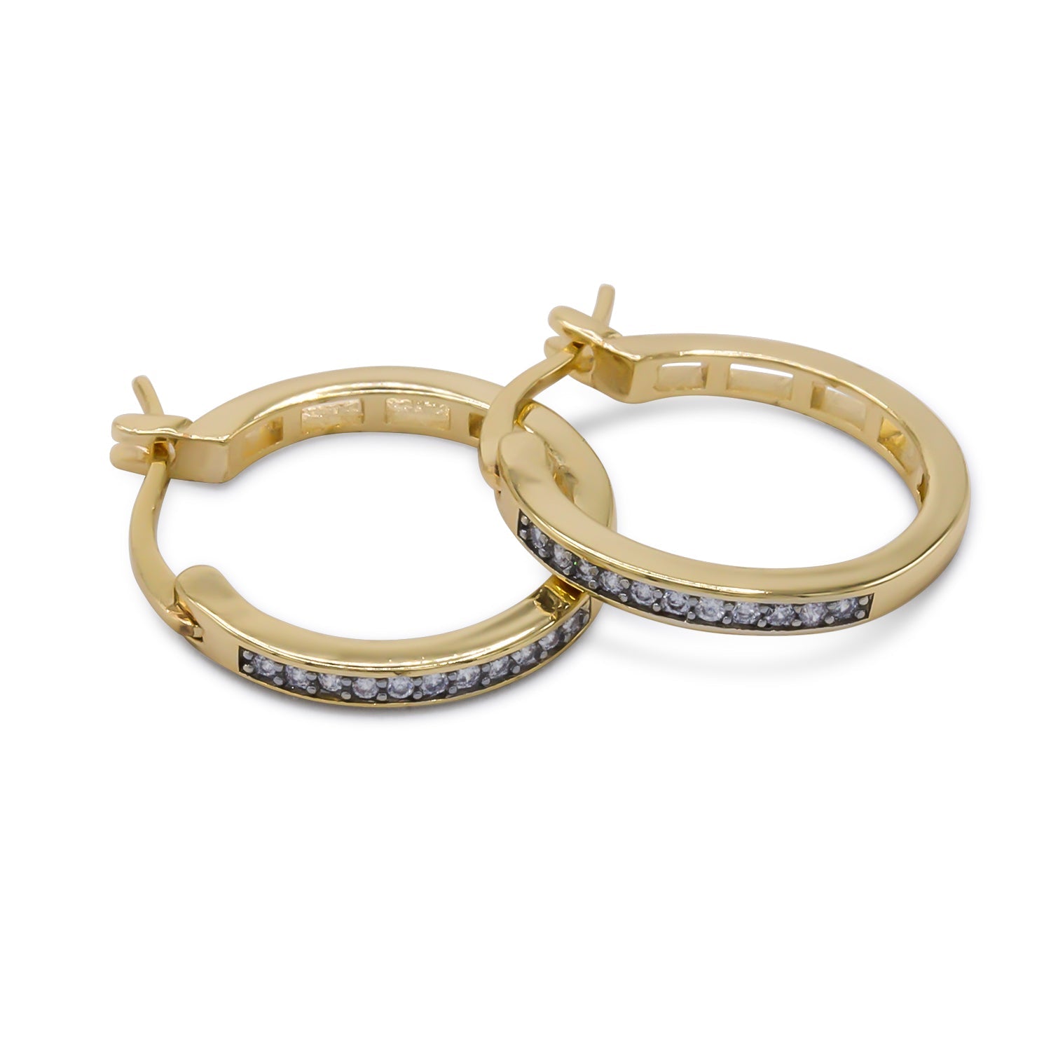 14K Gold-Plated Cubic Zirconia Huggie Hoop Earrings