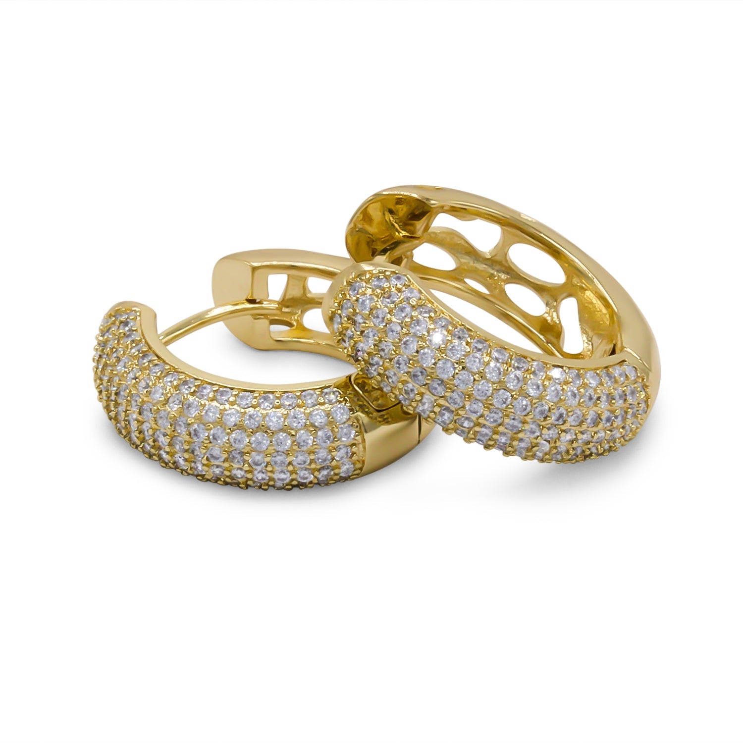 14K Gold-Plated Cubic Zirconia Huggie Hoop Earrings