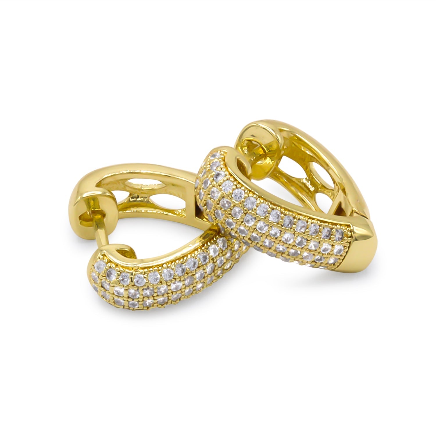 14K Gold-Plated Cubic Zirconia Huggie Hoop Earrings