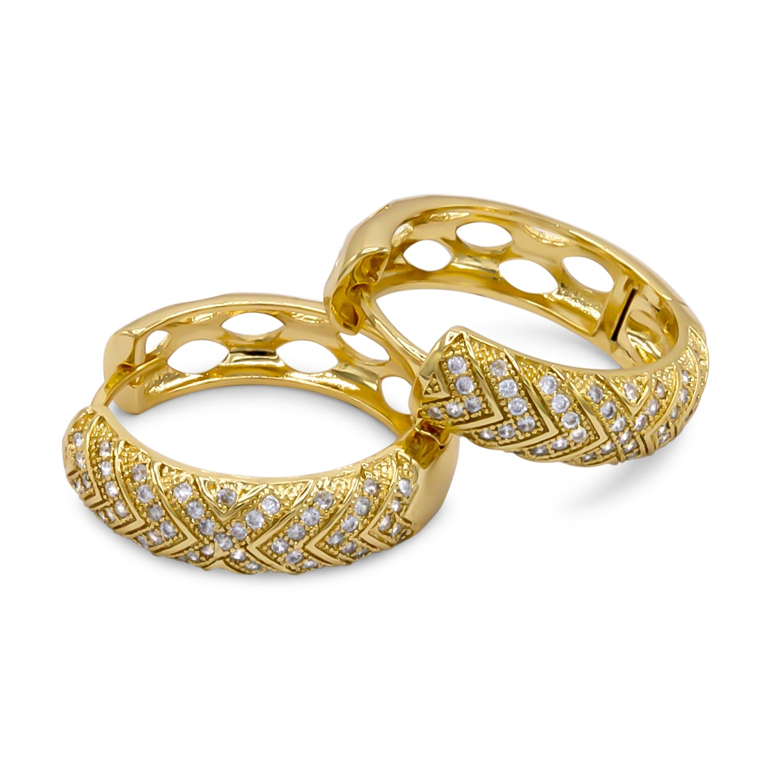 14K Gold-Plated Cubic Zirconia Huggie Hoop Earrings