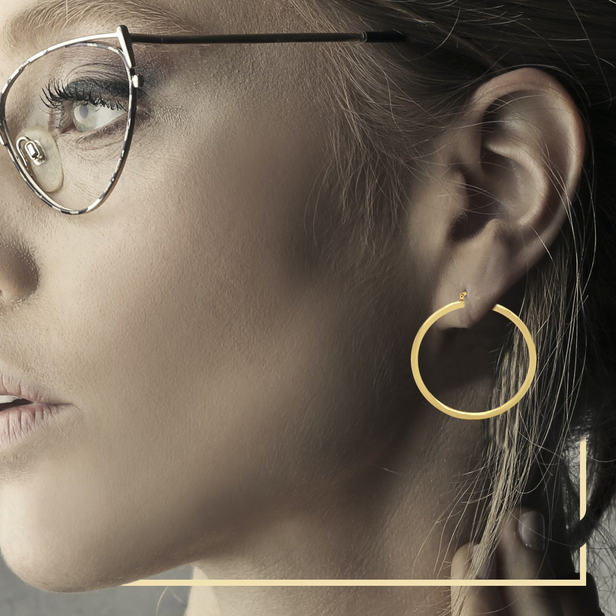 14K Gold-Plated Hoop Earrings 3 mm 25 - 70 mm
