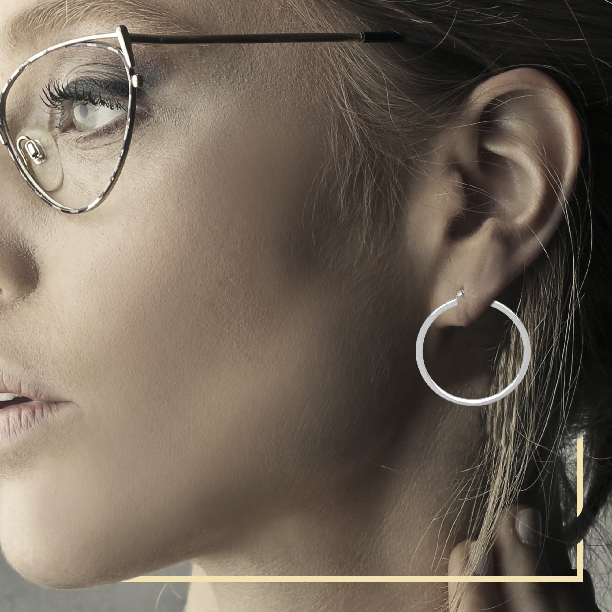 Silver Plain Hoop Women Earrings 4 mm 25 - 80 mm