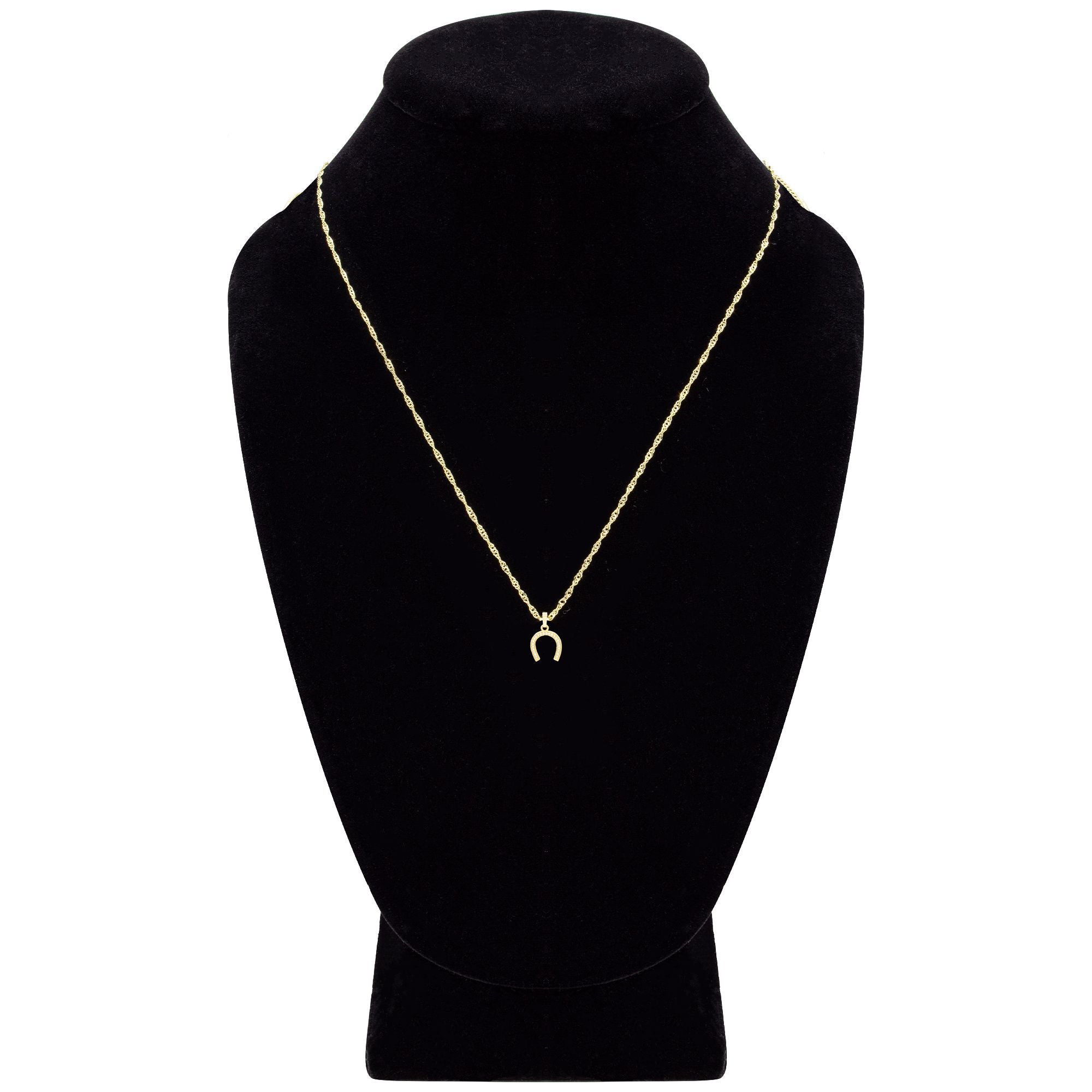 Horse Shoe Cubic Zirconia Pendant With Necklace Set 14K Gold Filled