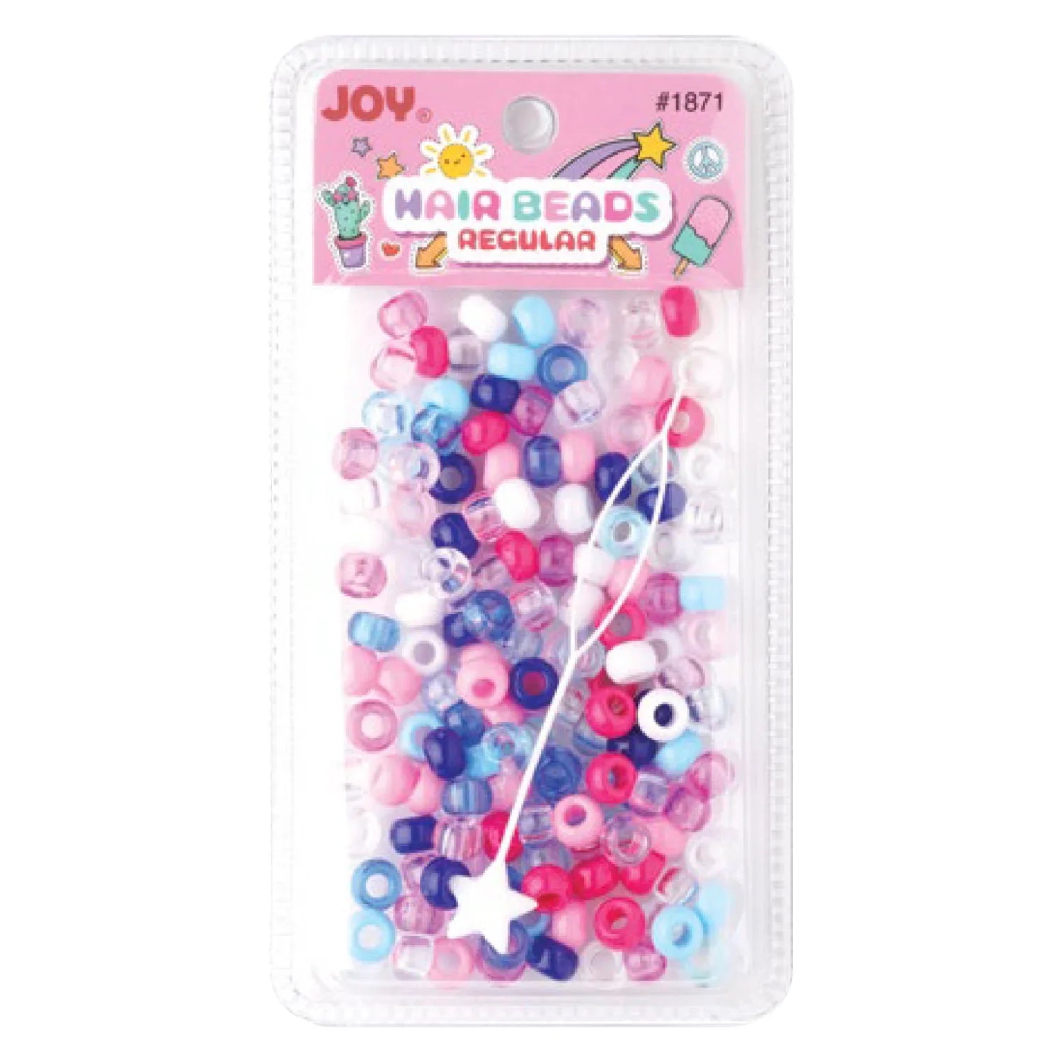 Joy Round Hair Beads Regular Size, 200 Count, Assorted Colorful