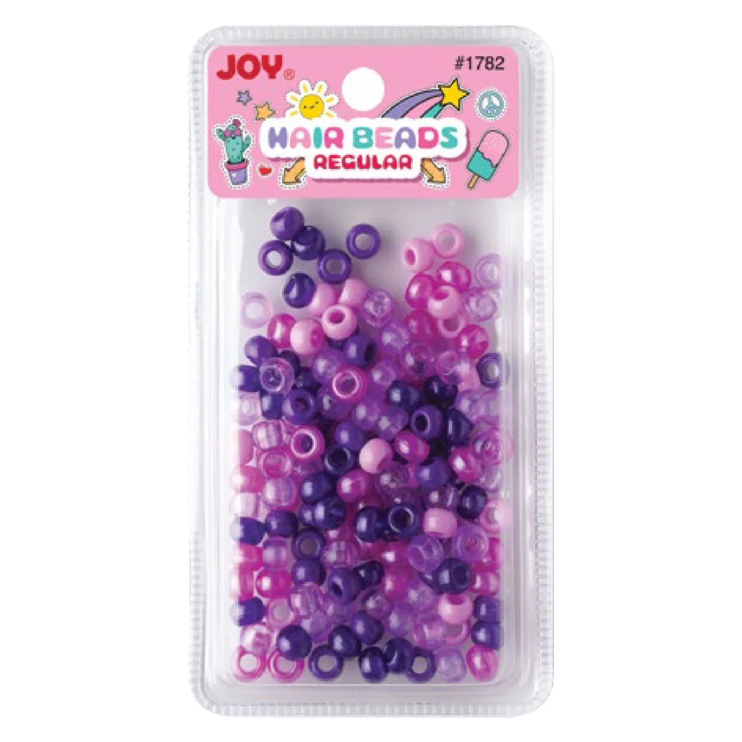 Joy Round Hair Beads Regular Size, 200 Count, Assorted Colors