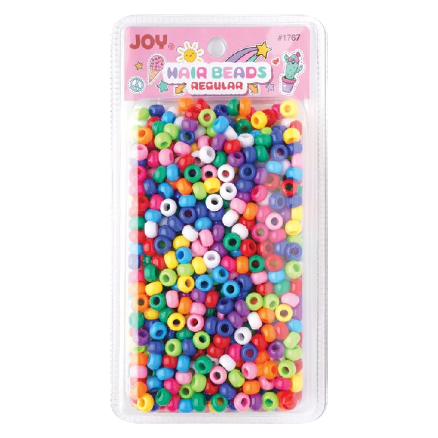 Joy Round Hair Beads Regular Size, 1,000 Count, Assorted Colors