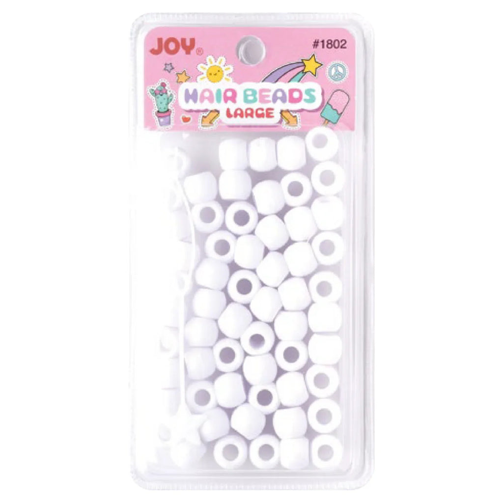 Joy Round Hair Beads Large, 60 Count, White