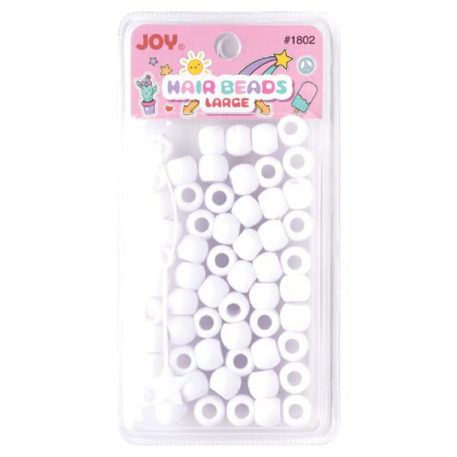 Joy Round Hair Beads Large, 60 Count, White