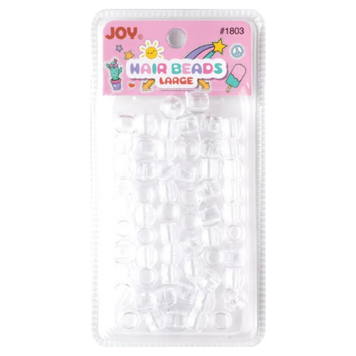 Joy Round Hair Beads Large, 60 Count, Clear